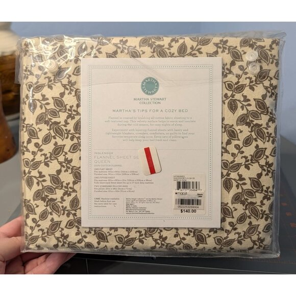 Martha Stewart Queen Inglenook Flannel Sheet Set 100% Cotton Floral Fall Winter - Picture 7 of 13